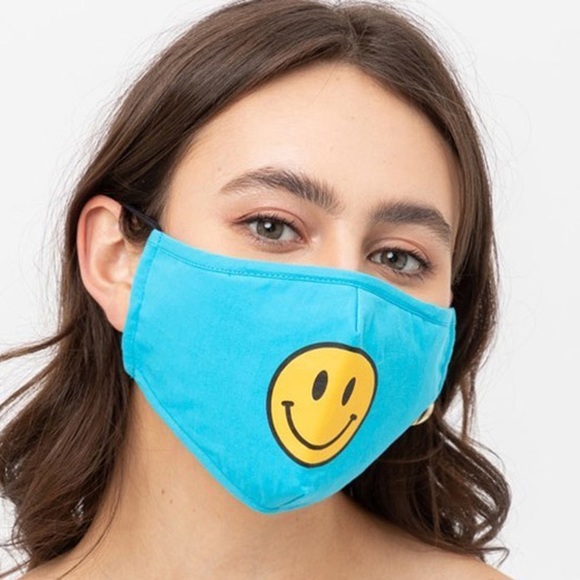 🆑 Blue Smile Face Mask Built In Filter & Nose Bar - Picture 3 of 11